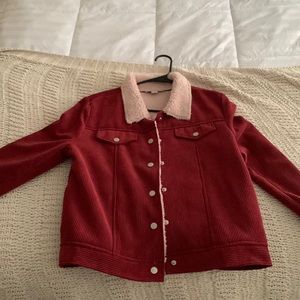 Burgundy button up jacket